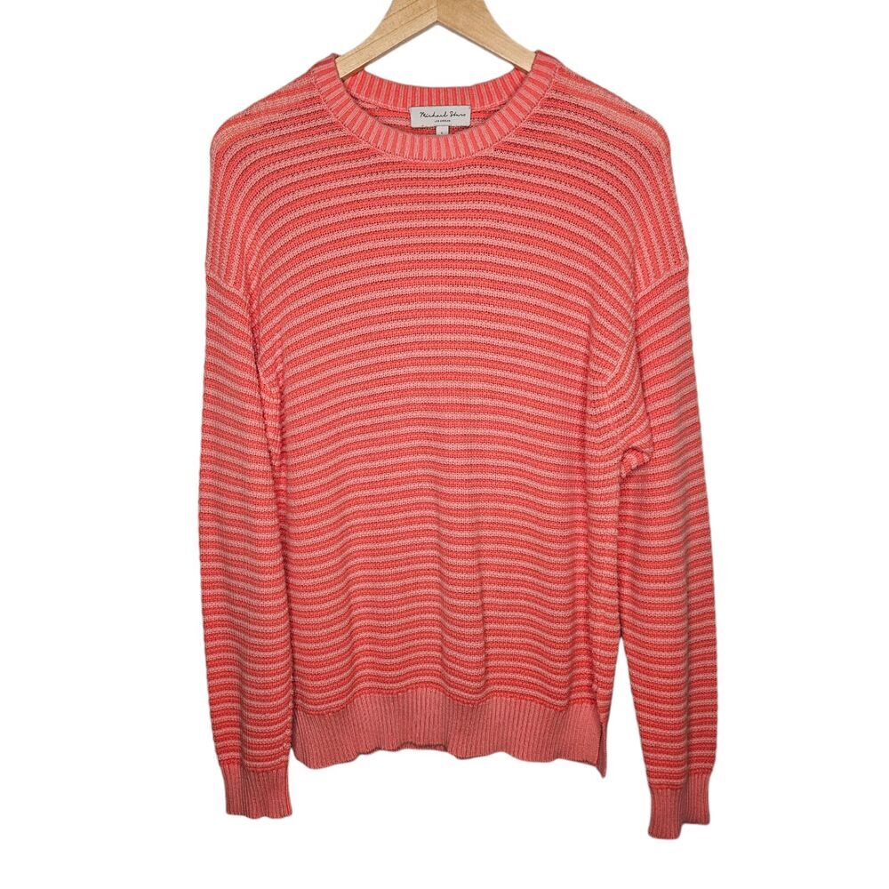 MICHAEL STARS Maggie Tonal Stripe Sweater Large Crewneck Pullover Long Sleeve